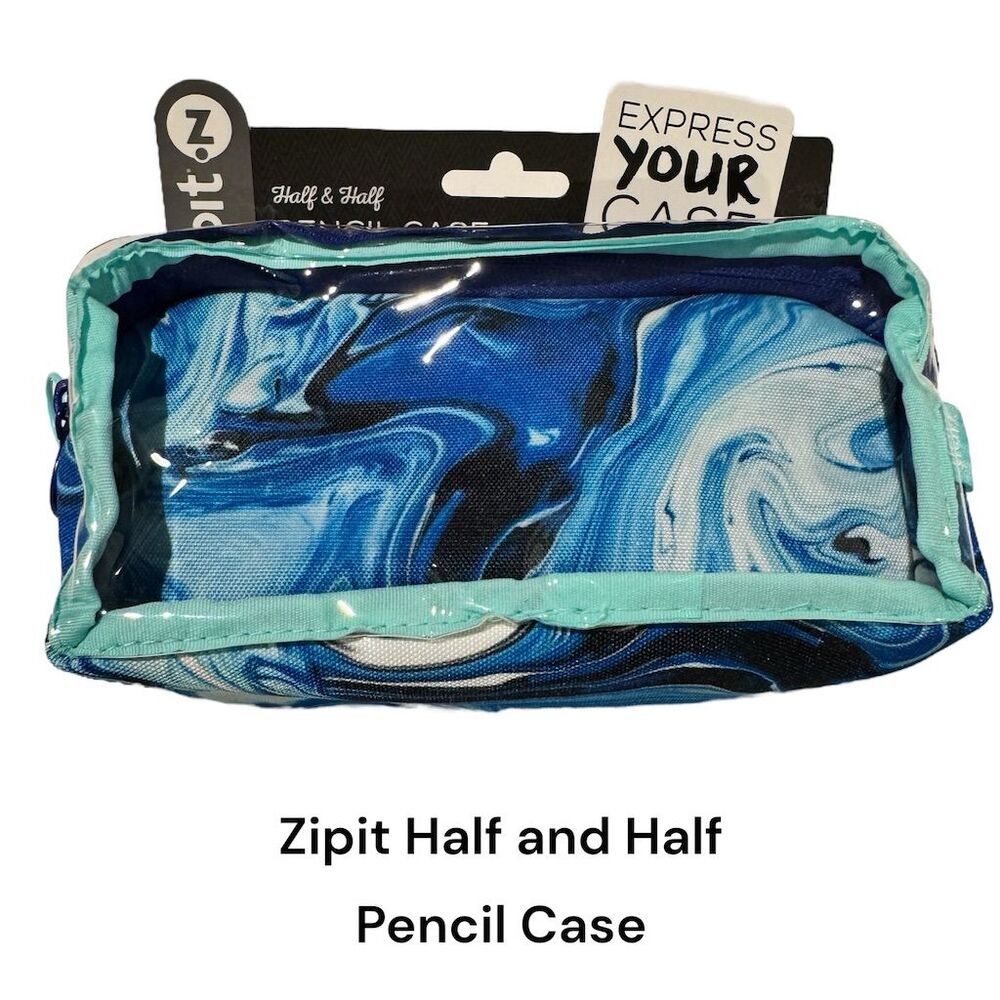 Zipit Pencil Case Blue Waves Double Opening Storage